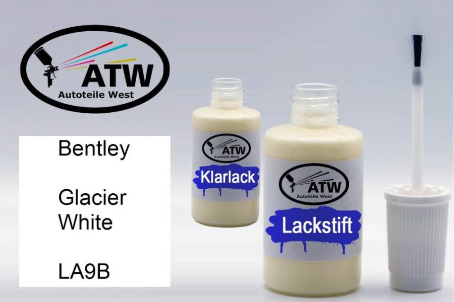 Bentley, Glacier White, LA9B: 20ml Lackstift + 20ml Klarlack - Set, von ATW Autoteile West.